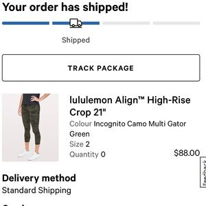 Lululemon camo align 21 inch crop used size 2 used